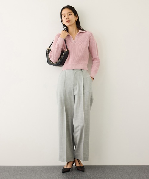 ROPE'(ロペ)の「オーガニックコットンポロ襟プルオーバー/イージーケア(ニット/セーター・レディース・ネイビー/レッド系その他2/ホワイト系その他3/ピンク・FREE)」の19枚目の写真