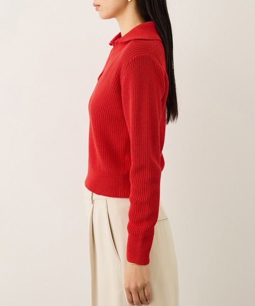 ROPE'(ロペ)の「オーガニックコットンポロ襟プルオーバー/イージーケア(ニット/セーター・レディース・ネイビー/レッド系その他2/ホワイト系その他3/ピンク・FREE)」の16枚目の写真