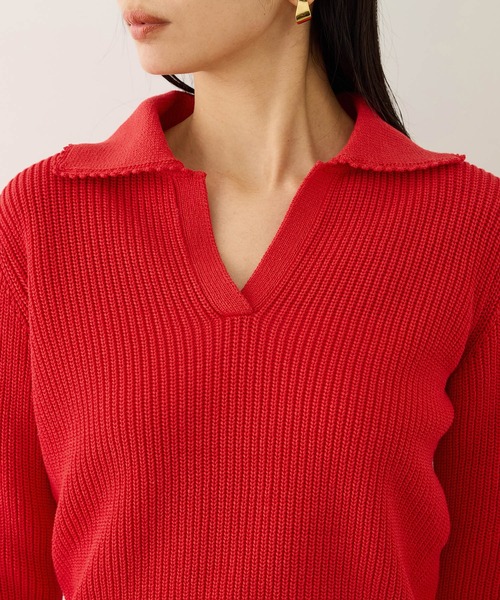 ROPE'(ロペ)の「オーガニックコットンポロ襟プルオーバー/イージーケア(ニット/セーター・レディース・ネイビー/レッド系その他2/ホワイト系その他3/ピンク・FREE)」の14枚目の写真