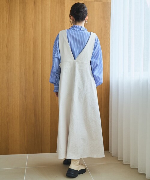 coen（コーエン）の「ポリツイルAラインジャンスカ（ジャンパースカート・レディース・ベージュ/ダークブラウン/ナチュラル・M/L）」の6枚目の写真