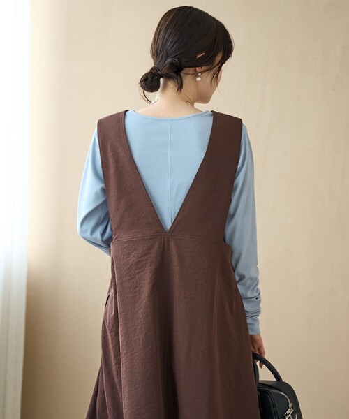 coen（コーエン）の「ポリツイルAラインジャンスカ（ジャンパースカート・レディース・ベージュ/ダークブラウン/ナチュラル・M/L）」の14枚目の写真