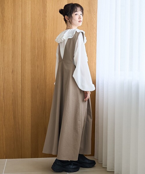 coen（コーエン）の「ポリツイルAラインジャンスカ（ジャンパースカート・レディース・ベージュ/ダークブラウン/ナチュラル・M/L）」の16枚目の写真