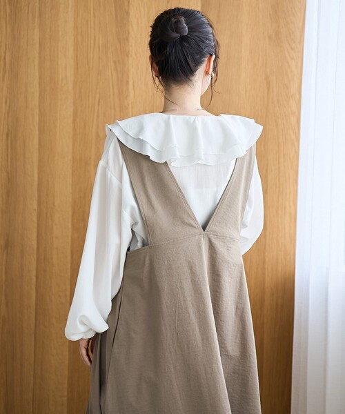 coen（コーエン）の「ポリツイルAラインジャンスカ（ジャンパースカート・レディース・ベージュ/ダークブラウン/ナチュラル・M/L）」の20枚目の写真