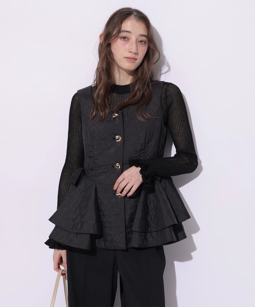 Rirandture（リランドチュール）の「フリルスリーブシアーリブニット（ニット/セーター・レディース・ホワイト/ブラック・2）」の3枚目の写真