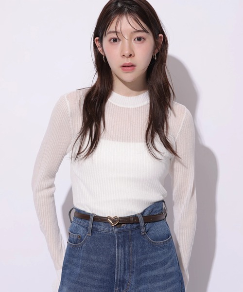 Rirandture（リランドチュール）の「フリルスリーブシアーリブニット（ニット/セーター・レディース・ホワイト/ブラック・2）」の7枚目の写真