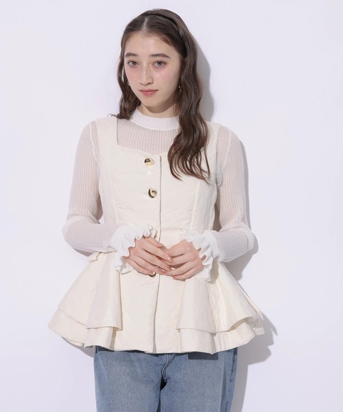 Rirandture（リランドチュール）の「フリルスリーブシアーリブニット（ニット/セーター・レディース・ホワイト/ブラック・2）」の8枚目の写真