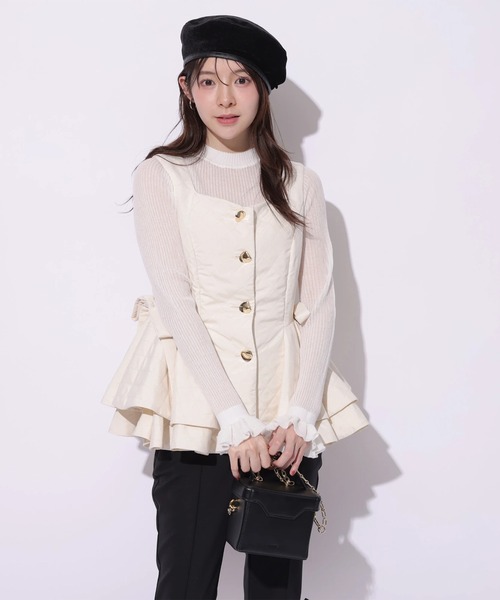 Rirandture（リランドチュール）の「フリルスリーブシアーリブニット（ニット/セーター・レディース・ホワイト/ブラック・2）」の10枚目の写真