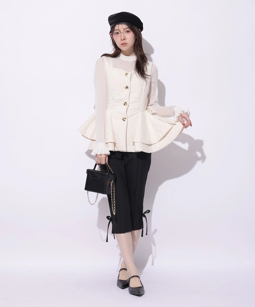 Rirandture（リランドチュール）の「フリルスリーブシアーリブニット（ニット/セーター・レディース・ホワイト/ブラック・2）」の11枚目の写真