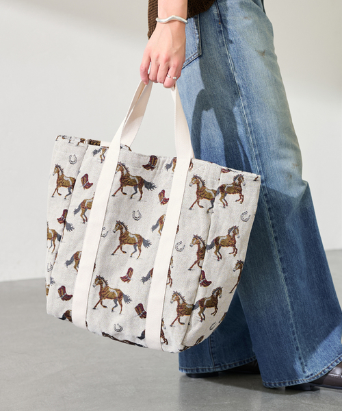 FRAMeWORK(フレームワーク)の「PAYDAY/ペイデイ 別注JACQUARD HORSE トート(トートバッグ・レディース・ホワイト・FREE)」の5枚目の写真