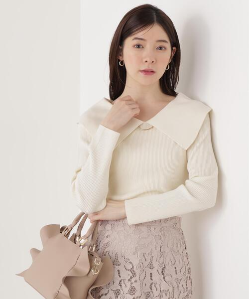 PROPORTION BODY DRESSING（プロポーションボディドレッシング）の「＜ウォッシャブル/UV＞バー付きビック襟ニット / 1216170205（ニット/セーター・レディース・ホワイト系その他/ピンク/ブルー・MEDIUM/SMALL）」の2枚目の写真