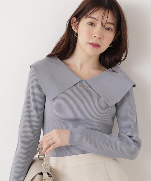 PROPORTION BODY DRESSING（プロポーションボディドレッシング）の「＜ウォッシャブル/UV＞バー付きビック襟ニット / 1216170205（ニット/セーター・レディース・ホワイト系その他/ピンク/ブルー・MEDIUM/SMALL）」の3枚目の写真