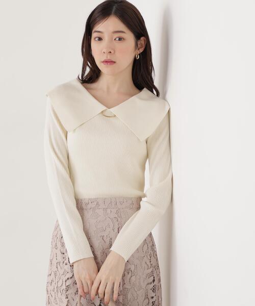 PROPORTION BODY DRESSING（プロポーションボディドレッシング）の「＜ウォッシャブル/UV＞バー付きビック襟ニット / 1216170205（ニット/セーター・レディース・ホワイト系その他/ピンク/ブルー・MEDIUM/SMALL）」の8枚目の写真