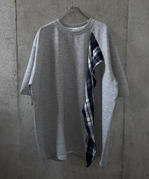 lilful（リルフル）の「【26年春夏新作】チェックドッキングデザインギミックTシャツ（Tシャツ/カットソー・メンズ・ブラック/グレー・M/L）」の11枚目の写真