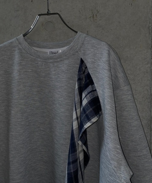 lilful（リルフル）の「【26年春夏新作】チェックドッキングデザインギミックTシャツ（Tシャツ/カットソー・メンズ・ブラック/グレー・M/L）」の12枚目の写真