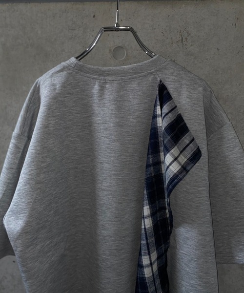 lilful（リルフル）の「【26年春夏新作】チェックドッキングデザインギミックTシャツ（Tシャツ/カットソー・メンズ・ブラック/グレー・M/L）」の14枚目の写真