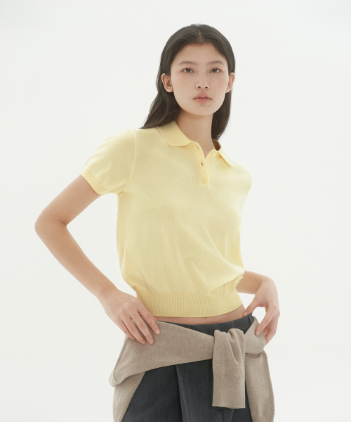 MUSINSA STANDARD WOMAN（ムシンサスタンダードウーマン）の「ウィメンズウォッシャブルスーピマコットンニットポロシャツ[レモン]（ニット/セーター・レディース・その他・SMALL/MEDIUM/LARGE/X-SMALL）」の7枚目の写真