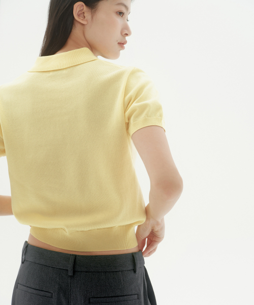 MUSINSA STANDARD WOMAN（ムシンサスタンダードウーマン）の「ウィメンズウォッシャブルスーピマコットンニットポロシャツ[レモン]（ニット/セーター・レディース・その他・SMALL/MEDIUM/LARGE/X-SMALL）」の8枚目の写真