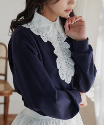 KOBE LETTUCE | レース襟ポロトップス(スウェット)