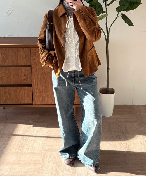 MUHET（ミュエータ）の「faux-suede shirt jacket / フェイクスエードシャツジャケット（ブルゾン・レディース・ブラウン/カーキ・FREE）」の19枚目の写真
