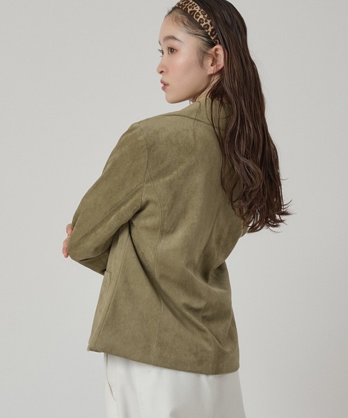MUHET（ミュエータ）の「faux-suede shirt jacket / フェイクスエードシャツジャケット（ブルゾン・レディース・ブラウン/カーキ・FREE）」の5枚目の写真