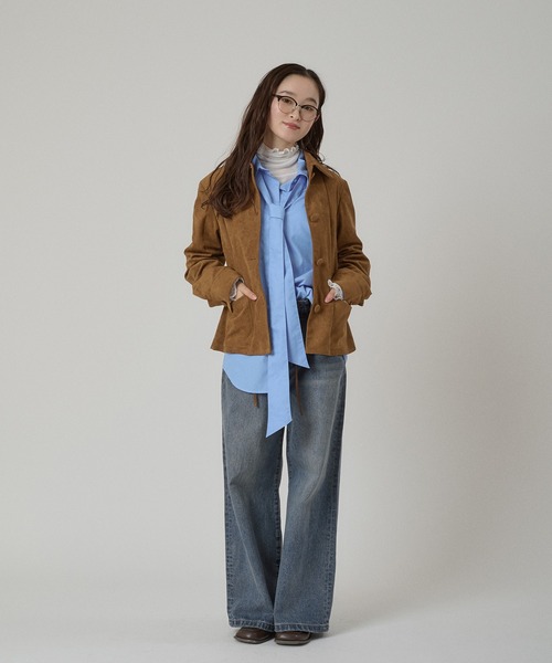 MUHET（ミュエータ）の「faux-suede shirt jacket / フェイクスエードシャツジャケット（ブルゾン・レディース・ブラウン/カーキ・FREE）」の22枚目の写真