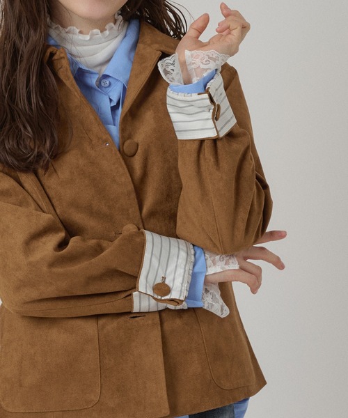 MUHET（ミュエータ）の「faux-suede shirt jacket / フェイクスエードシャツジャケット（ブルゾン・レディース・ブラウン/カーキ・FREE）」の20枚目の写真