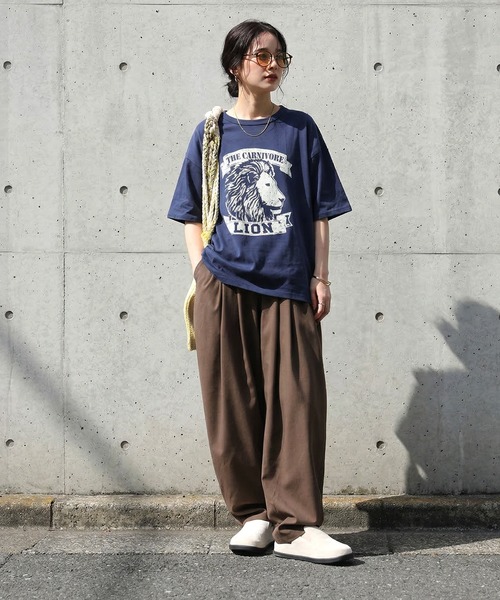 antiqua（アンティカ）の「接触冷感 綿100 アニマル ロゴT（Tシャツ/カットソー・レディース・ブラック/カーキ/杢グレー/ホワイト/ネイビー・P/R）」の12枚目の写真