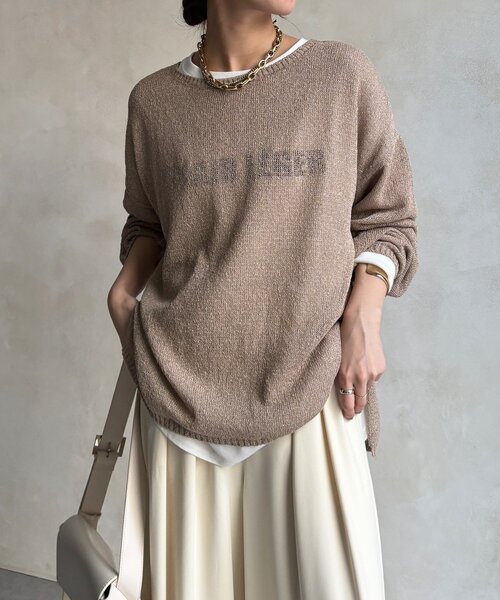 DouDou（ドゥドゥ）の「ペーパーヤーンプルオーバー（ニット/セーター・レディース・オフホワイト/チャコールグレー/イエロー/ベージュ・FREE）」の3枚目の写真