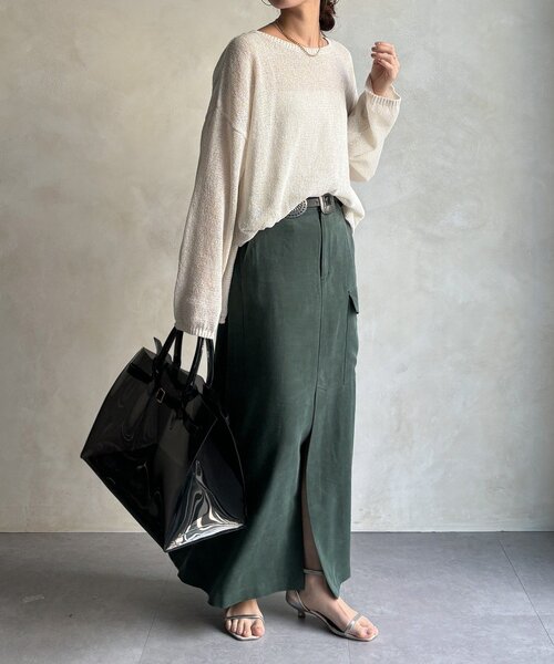 DouDou（ドゥドゥ）の「ペーパーヤーンプルオーバー（ニット/セーター・レディース・オフホワイト/チャコールグレー/イエロー/ベージュ・FREE）」の5枚目の写真