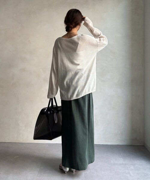 DouDou（ドゥドゥ）の「ペーパーヤーンプルオーバー（ニット/セーター・レディース・オフホワイト/チャコールグレー/イエロー/ベージュ・FREE）」の9枚目の写真