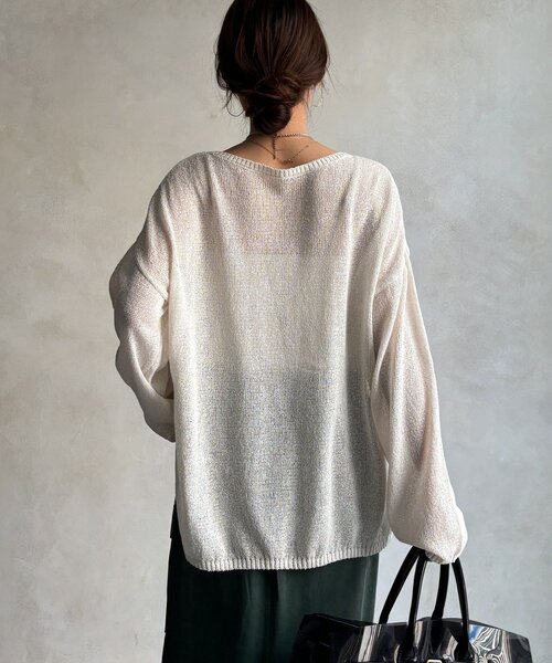 DouDou（ドゥドゥ）の「ペーパーヤーンプルオーバー（ニット/セーター・レディース・オフホワイト/チャコールグレー/イエロー/ベージュ・FREE）」の13枚目の写真