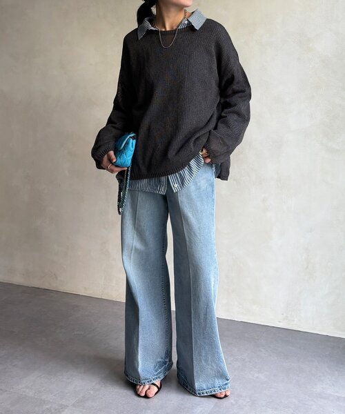 DouDou（ドゥドゥ）の「ペーパーヤーンプルオーバー（ニット/セーター・レディース・オフホワイト/チャコールグレー/イエロー/ベージュ・FREE）」の14枚目の写真