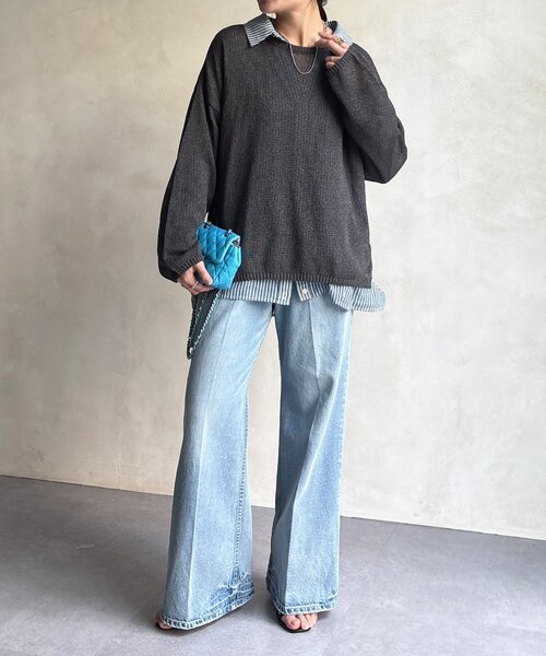 DouDou（ドゥドゥ）の「ペーパーヤーンプルオーバー（ニット/セーター・レディース・オフホワイト/チャコールグレー/イエロー/ベージュ・FREE）」の15枚目の写真