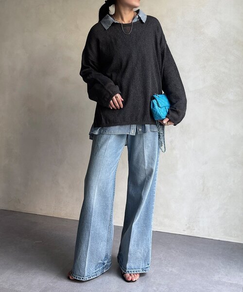 DouDou（ドゥドゥ）の「ペーパーヤーンプルオーバー（ニット/セーター・レディース・オフホワイト/チャコールグレー/イエロー/ベージュ・FREE）」の16枚目の写真