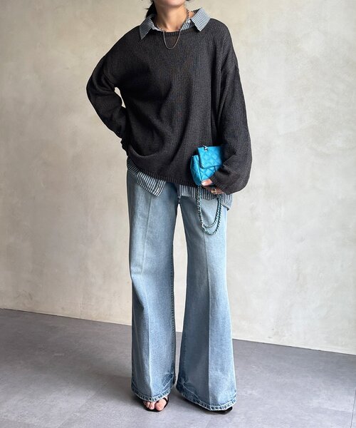 DouDou（ドゥドゥ）の「ペーパーヤーンプルオーバー（ニット/セーター・レディース・オフホワイト/チャコールグレー/イエロー/ベージュ・FREE）」の17枚目の写真