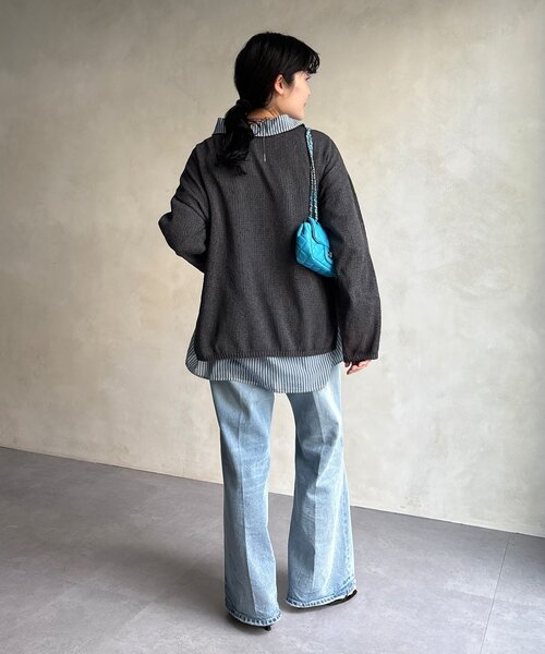 DouDou（ドゥドゥ）の「ペーパーヤーンプルオーバー（ニット/セーター・レディース・オフホワイト/チャコールグレー/イエロー/ベージュ・FREE）」の18枚目の写真