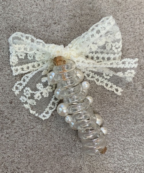 SHEPP（シープ）の「【26年春夏新作】【2点セット】レースリボンコイルアップ（ヘアピン・レディース・ホワイト/ブラック・F）」の8枚目の写真