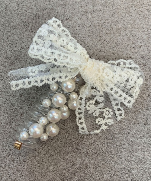 SHEPP（シープ）の「【26年春夏新作】【2点セット】レースリボンコイルアップ（ヘアピン・レディース・ホワイト/ブラック・F）」の7枚目の写真