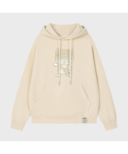 GRAVER（グレーバー）の「[ユニセックス]ROCK G.O.C.A.T フードパーカー_4カラー（パーカー・レディース・ホワイト/クリーム/杢グレー/スカイブルー・SMALL/MEDIUM/LARGE）」の3枚目の写真