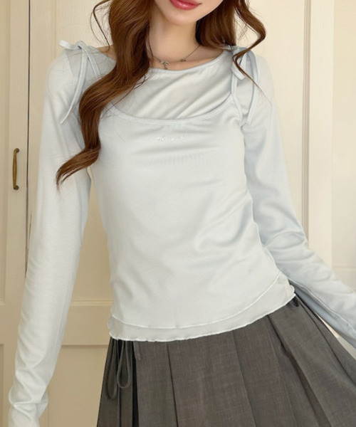 Ada.（エイダ）の「メロウデザイン キャミソールレイヤード トップス（Tシャツ/カットソー・レディース・ライトブルー/イエロー/ホワイト・FREE）」の16枚目の写真