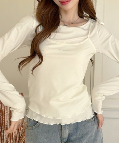 Ada.（エイダ）の「メロウデザイン キャミソールレイヤード トップス（Tシャツ/カットソー・レディース・ライトブルー/イエロー/ホワイト・FREE）」の19枚目の写真
