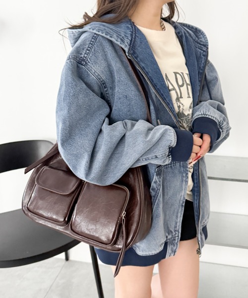 WEGO（ウィゴー）の「WEGO/立体ポケットハトメベルトバッグ（ショルダーバッグ・レディース・ブラウン/ホワイト/ブラック・FREE）」の12枚目の写真