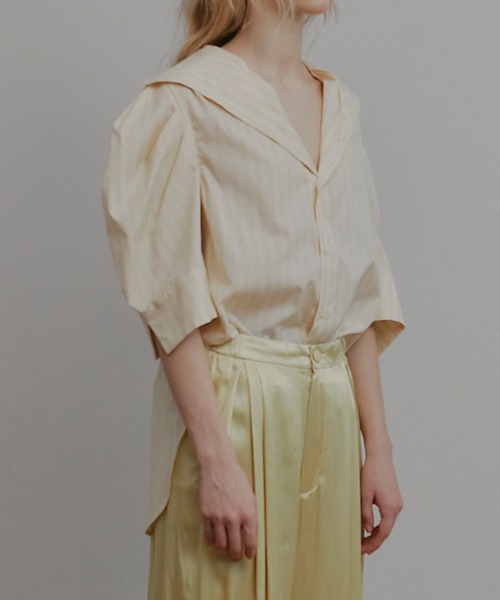 IRENENNE(アイレネ)の「タックスリーブショートスリーブシャツ / Tuck-Sleeve Short Sleeve Shirt(シャツ/ブラウス・レディース・オフホワイト/ライトイエロー/ライトブルー・36/38)」の15枚目の写真