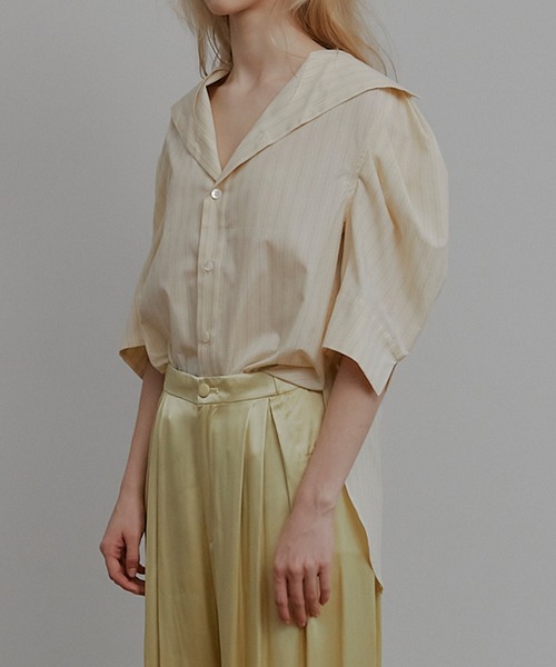 IRENENNE(アイレネ)の「タックスリーブショートスリーブシャツ / Tuck-Sleeve Short Sleeve Shirt(シャツ/ブラウス・レディース・オフホワイト/ライトイエロー/ライトブルー・36/38)」の14枚目の写真