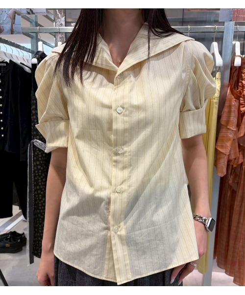 IRENENNE(アイレネ)の「タックスリーブショートスリーブシャツ / Tuck-Sleeve Short Sleeve Shirt(シャツ/ブラウス・レディース・オフホワイト/ライトイエロー/ライトブルー・36/38)」の19枚目の写真