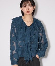 PAGEBOY | シアーレースジャガードフリルブラウス(シャツ/ブラウス)