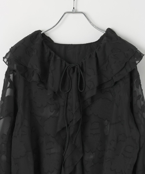 PAGEBOY（ページボーイ）の「シアーレースジャガードフリルブラウス（シャツ/ブラウス・レディース・ネイビー/ブラック/オフホワイト・FREE）」の18枚目の写真