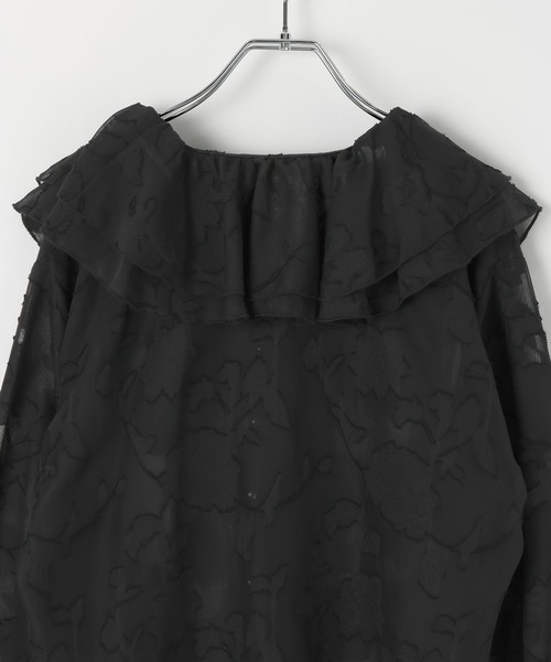 PAGEBOY（ページボーイ）の「シアーレースジャガードフリルブラウス（シャツ/ブラウス・レディース・ネイビー/ブラック/オフホワイト・FREE）」の19枚目の写真