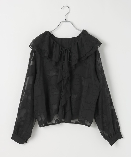 PAGEBOY（ページボーイ）の「シアーレースジャガードフリルブラウス（シャツ/ブラウス・レディース・ネイビー/ブラック/オフホワイト・FREE）」の22枚目の写真