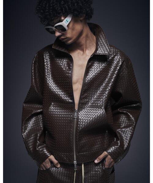 DANKE SCHON（ダンケシェーン）の「DankeSchon/ダンケシェーン/WOVEN FAUX LEATHER BLOUSON（その他アウター・メンズ・ブラウン/ブラック・L/M）」の22枚目の写真